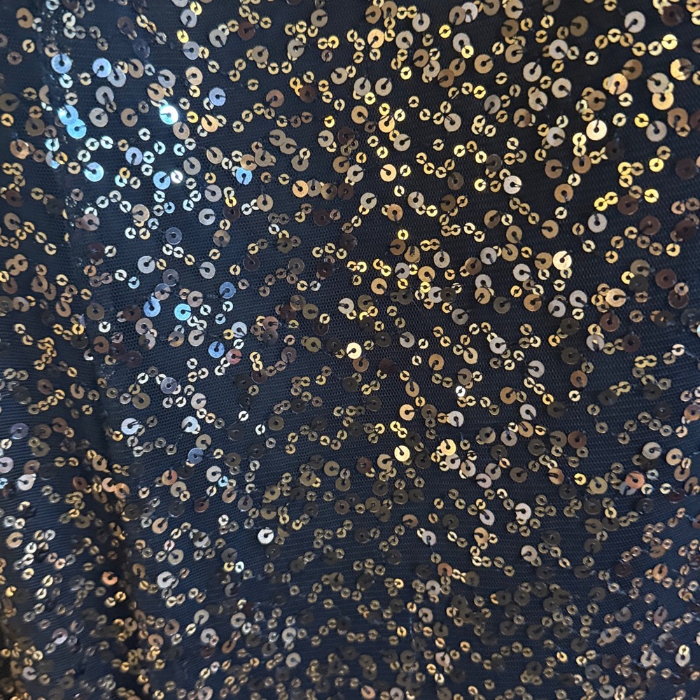 Black and Gold Sequin Off Shoulder Gown - Picture 2 of 4